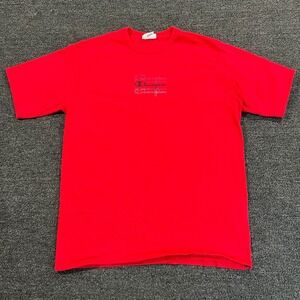 Champion Men's Blank Center Logo Essential Shirt Red Size XL Y2K